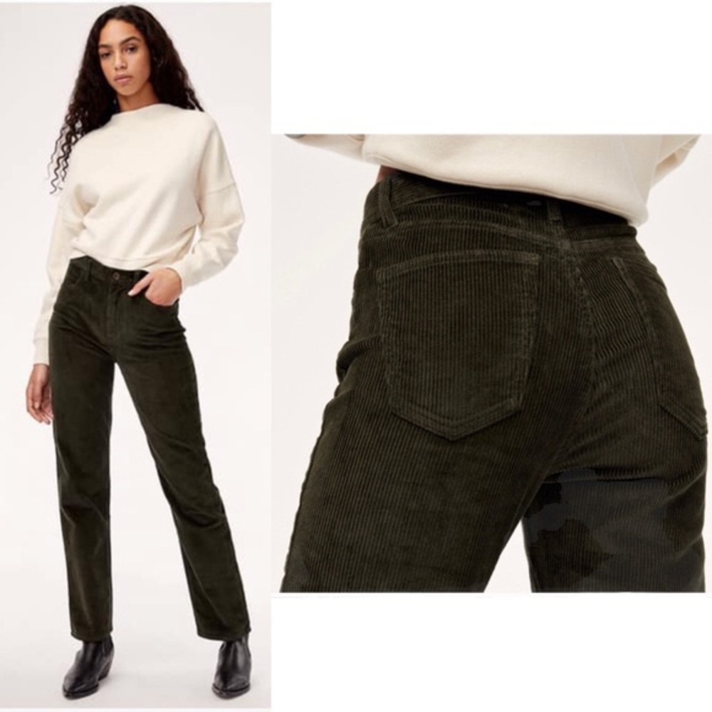 Aritzia - Wilfred Free - Maddie Corduroy Wide Pants - Dark Green - Size 2